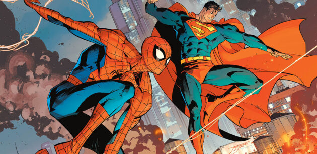 Superman/Spider-Man #1 wraparound variant by Jorge Jiménez and Tomeu Morey, featuring Superman and Spider-Man