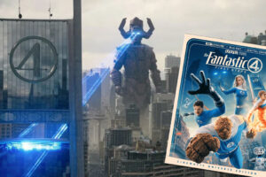 Galactus attacks New York City in "The Fantastic Four: First Steps — Cinematic Universe Edition," available in the 4K disc format from Walt Disney Studios Home Entertainment.