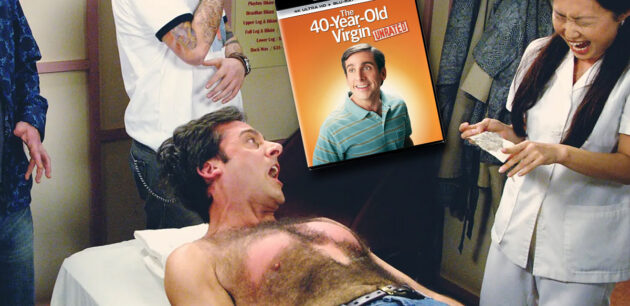 The infamous waxing scene from "The 40-Year-Old Virgin: 20th Anniversary Edition," now available in the 4K disc format from Universal Studios Home Entertainment.