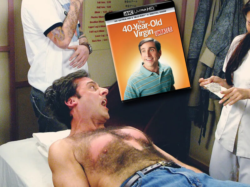 The infamous waxing scene from "The 40-Year-Old Virgin: 20th Anniversary Edition," now available in the 4K disc format from Universal Studios Home Entertainment.