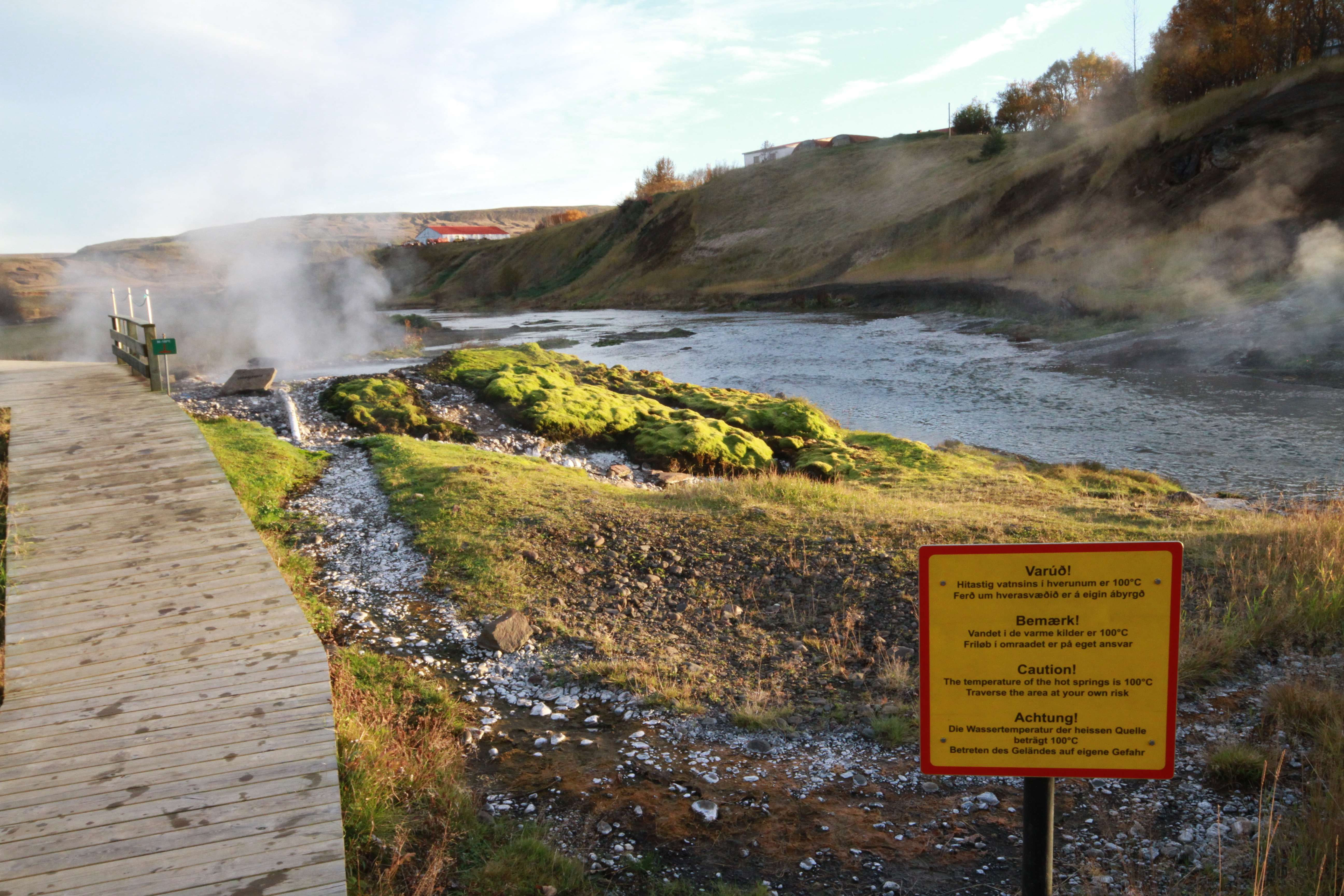Steaming geothermal vents along the boardwalk