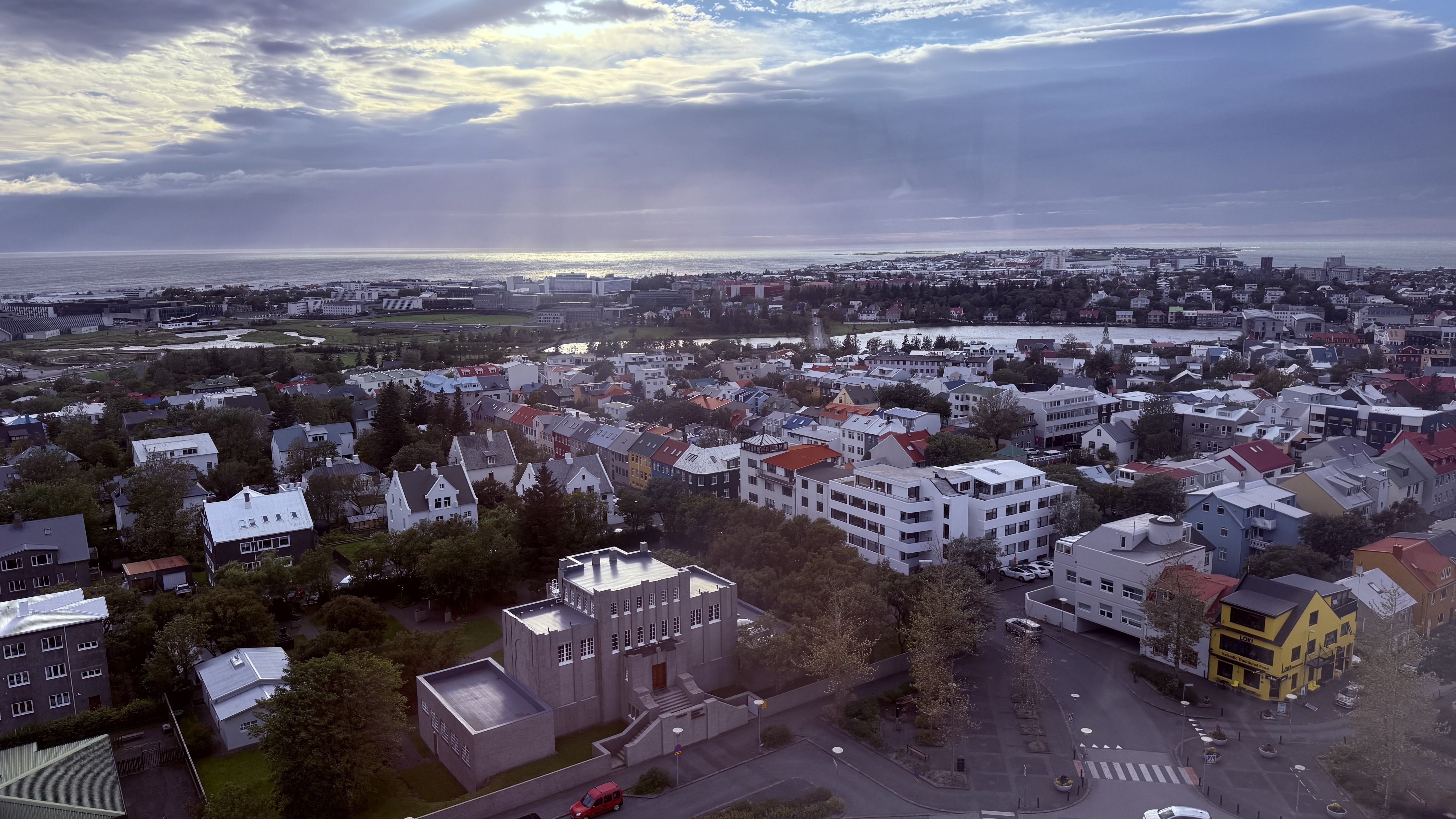 Panoramic view of Reykjavik from Hallgr&iacute;mskirkja tower at sunset
