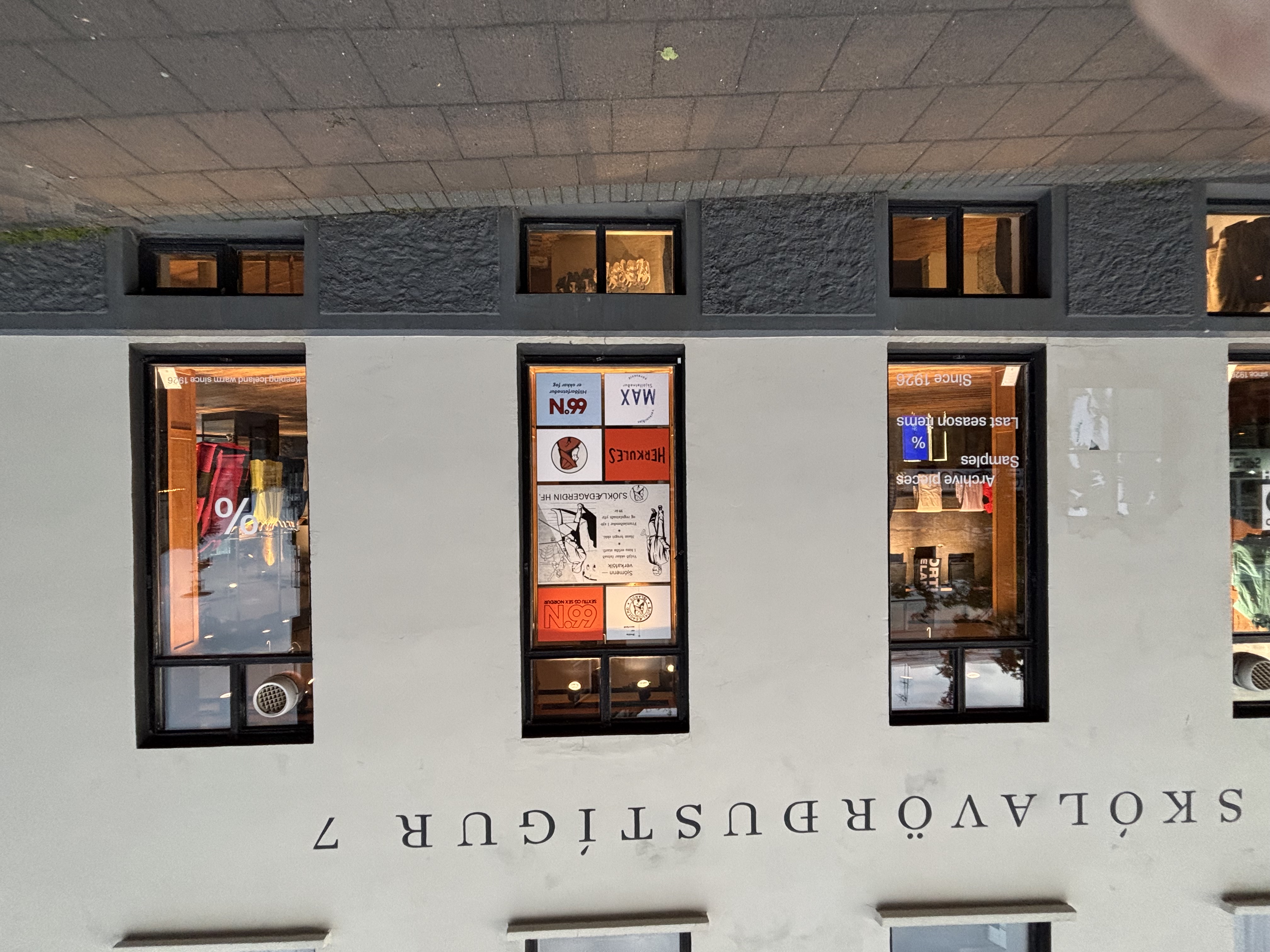 Shops along Sk&oacute;lav&ouml;r&eth;ust&iacute;gur in downtown Reykjavik