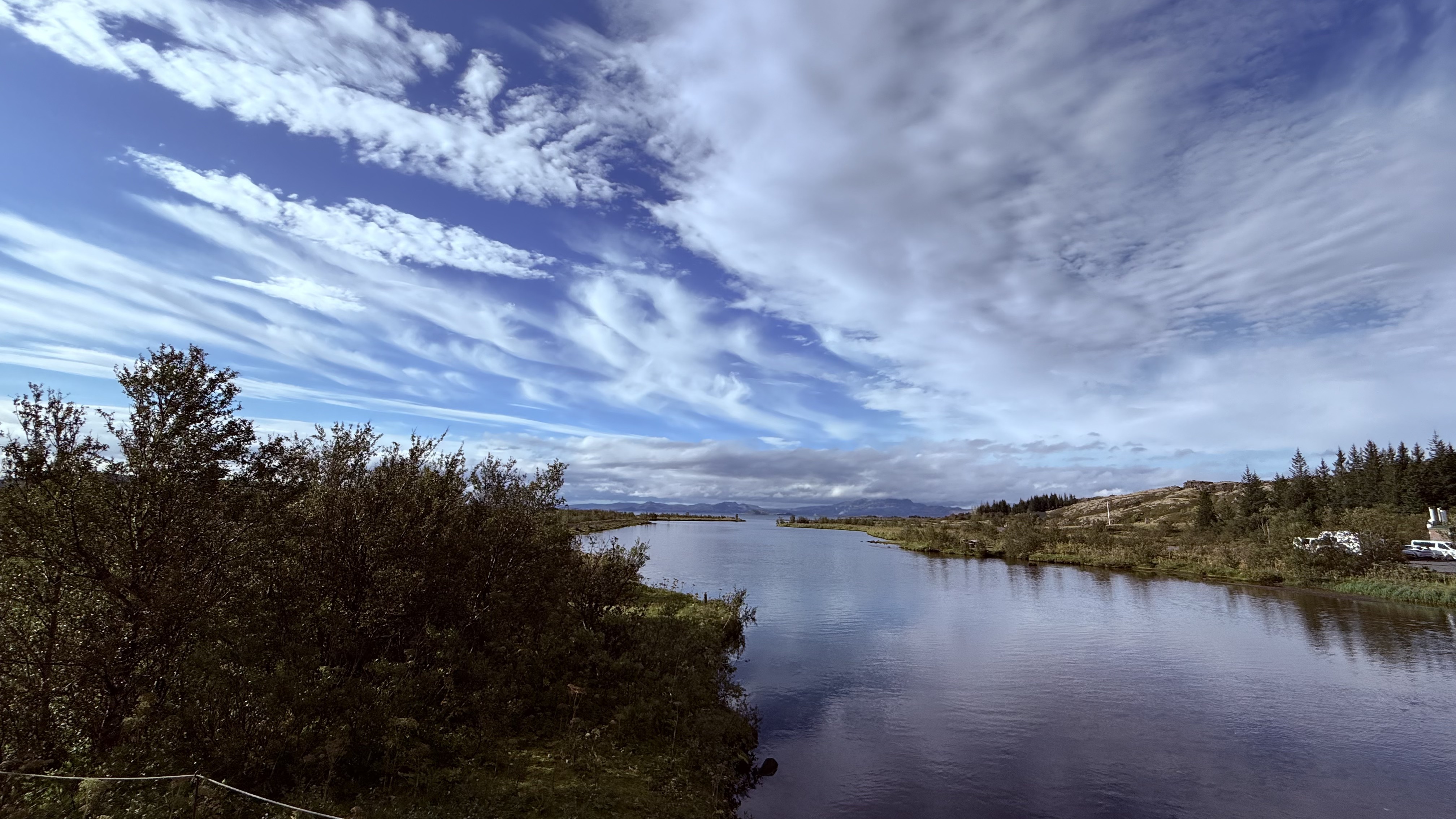 &THORN;ingvellir lake under sweeping Icelandic skies